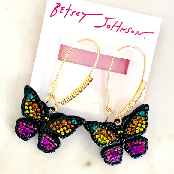 New Betsey Johnson Butterfly Dangle Earrings - Picture 6 of 10